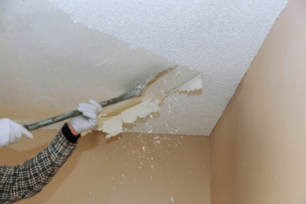 Home Ceiling Drywall Demolition Popcorn Ceiling Texture Unfinish